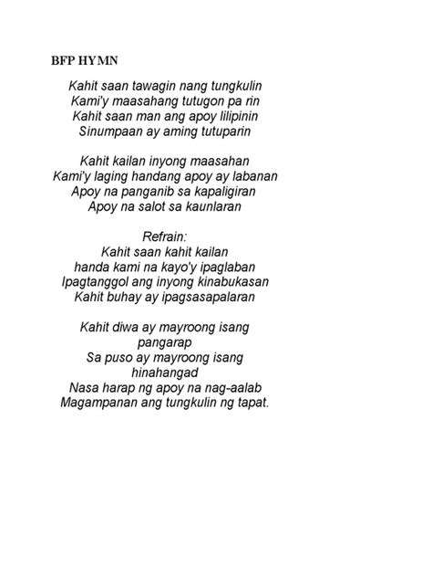bfp hymn lyrics|BFP Hymn with lyrics Chords .